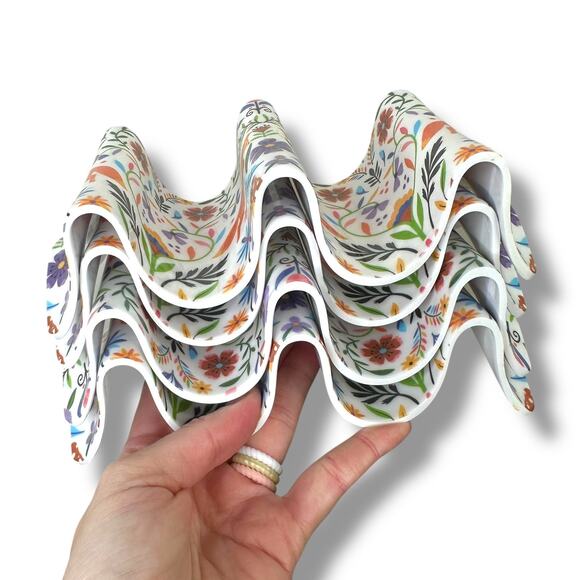 CWC Cook With Color Fox Bright Floral Print Melamine 4 pc Taco Stand Holders - Picture 2 of 7